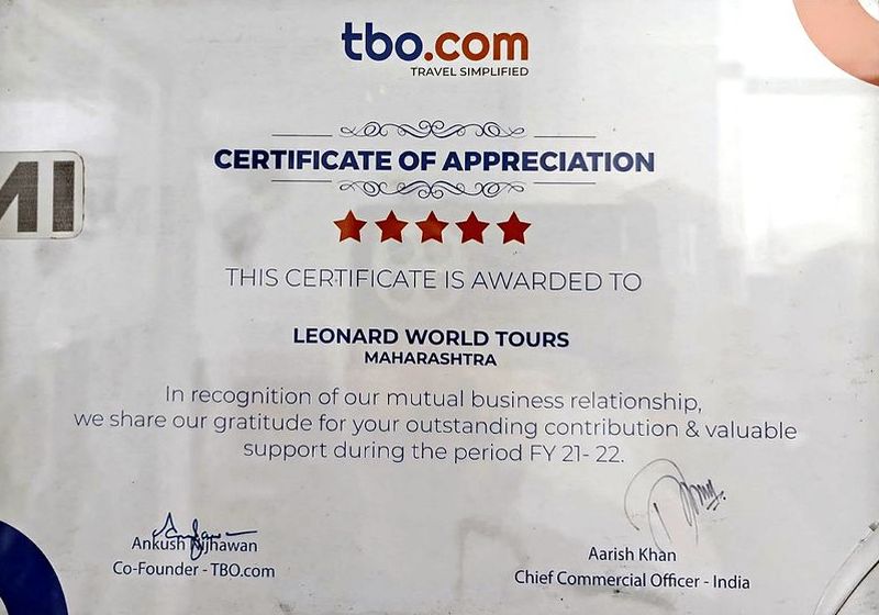 tbo.com certificate of appreciation for FY 2021–22